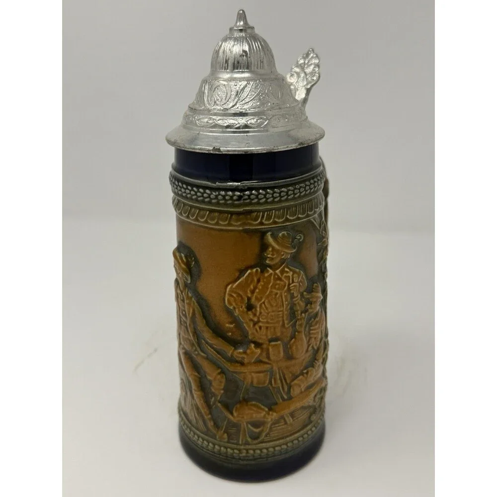 Gerz Gerzit West Germany Cold War Era Pretzel Handle Beer Stein Pewter Lid